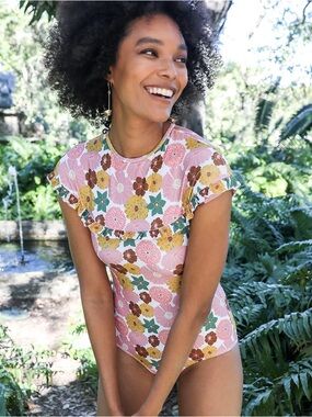 Carolina K Pamela One-Piece Retro Floral Swimsuit Size XS